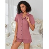 Ekouaer Pajamas for Women Set Button Down Short Sleeve Sleepwear 2 Piece pj(Pale Violet Red)
