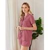 Ekouaer Pajamas for Women Set Button Down Short Sleeve Sleepwear 2 Piece pj(Pale Violet Red)