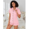 Ekouaer Pajamas for Women Set Button Down Short Sleeve Sleepwear 2 Piece pj(Pink)