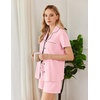 Ekouaer Pajamas for Women Set Button Down Short Sleeve Sleepwear 2 Piece pj(Pink)