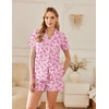 Ekouaer Pajamas for Women Set Button Down Short Sleeve Sleepwear 2 Piece pj(Pink Bow)