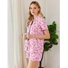 Ekouaer Pajamas for Women Set Button Down Short Sleeve Sleepwear 2 Piece pj(Pink Bow)