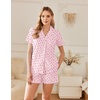 Ekouaer Pajamas for Women Set Button Down Short Sleeve Sleepwear 2 Piece pj(Pink Cherry)