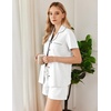 Ekouaer Pajamas for Women Set Button Down Short Sleeve Sleepwear 2 Piece pj(White)