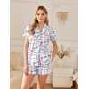 Ekouaer Pajamas for Women Set Button Down Short Sleeve Sleepwear 2 Piece pj(White Bow)