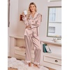 Ekouaer Satin Pajamas for Women Set 2 Piece Silk Pjs Long Sleeve Lounge Set(Champagne)