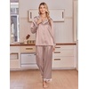 Ekouaer Satin Pajamas for Women Set 2 Piece Silk Pjs Long Sleeve Lounge Set(Champagne)