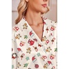 Ekouaer Satin Pajamas for Women Set 2 Piece Silk Pjs Long Sleeve Lounge Set(Cream Christmas Pattern)