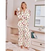 Ekouaer Satin Pajamas for Women Set 2 Piece Silk Pjs Long Sleeve Lounge Set(Cream Christmas Pattern)