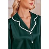 Ekouaer Satin Pajamas for Women Set 2 Piece Silk Pjs Long Sleeve Lounge Set(Green)
