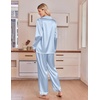 Ekouaer Satin Pajamas for Women Set 2 Piece Silk Pjs Long Sleeve Lounge Set(Light Blue)