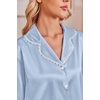 Ekouaer Satin Pajamas for Women Set 2 Piece Silk Pjs Long Sleeve Lounge Set(Light Blue)