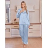Ekouaer Satin Pajamas for Women Set 2 Piece Silk Pjs Long Sleeve Lounge Set(Light Blue)