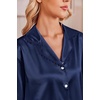 Ekouaer Satin Pajamas for Women Set 2 Piece Silk Pjs Long Sleeve Lounge Set(Navy Blue)