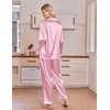 Ekouaer Satin Pajamas for Women Set 2 Piece Silk Pjs Long Sleeve Lounge Set(Pink)