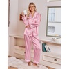 Ekouaer Satin Pajamas for Women Set 2 Piece Silk Pjs Long Sleeve Lounge Set(Pink)
