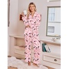 Ekouaer Satin Pajamas for Women Set 2 Piece Silk Pjs Long Sleeve Lounge Set(Pink Champagne Celebration)