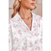 Ekouaer Satin Pajamas for Women Set 2 Piece Silk Pjs Long Sleeve Lounge Set(Pink Floral Bows)