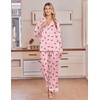 Ekouaer Satin Pajamas for Women Set 2 Piece Silk Pjs Long Sleeve Lounge Set(Pink Gingerbread)