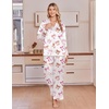 Ekouaer Satin Pajamas for Women Set 2 Piece Silk Pjs Long Sleeve Lounge Set(Pink Sweetheart Bows)
