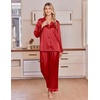 Ekouaer Satin Pajamas for Women Set 2 Piece Silk Pjs Long Sleeve Lounge Set(Red)
