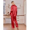 Ekouaer Satin Pajamas for Women Set 2 Piece Silk Pjs Long Sleeve Lounge Set(Red)