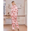 Ekouaer Satin Pajamas for Women Set 2 Piece Silk Pjs Long Sleeve Lounge Set(Red Bow Streamers)