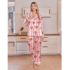 Ekouaer Satin Pajamas for Women Set 2 Piece Silk Pjs Long Sleeve Lounge Set(Red Bow Streamers)