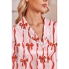 Ekouaer Satin Pajamas for Women Set 2 Piece Silk Pjs Long Sleeve Lounge Set(Red Bow Streamers)