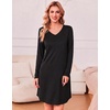 Ekouaer Women’s 3 Pack Cotton Nightgowns Long Sleeve Sleep Shirts Sleepwear(Black grey cup)