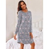 Ekouaer Women’s 3 Pack Cotton Nightgowns Long Sleeve Sleep Shirts Sleepwear(Black grey cup)