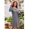 Ekouaer Women’s 3 Pack Cotton Nightgowns Long Sleeve Sleep Shirts Sleepwear(Black grey cup)