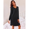 Ekouaer Women’s 3 Pack Cotton Nightgowns Long Sleeve Sleep Shirts Sleepwear(Black grey navy Blue)