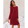Ekouaer Women’s 3 Pack Cotton Nightgowns Long Sleeve Sleep Shirts Sleepwear(Black grey wine Red)