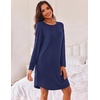 Ekouaer Women’s 3 Pack Cotton Nightgowns Long Sleeve Sleep Shirts Sleepwear(Black navy Blue purple)