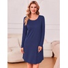 Ekouaer Women’s 3 Pack Cotton Nightgowns Long Sleeve Sleep Shirts Sleepwear(Black navy Blue purple)