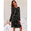 Ekouaer Women’s 3 Pack Cotton Nightgowns Long Sleeve Sleep Shirts Sleepwear(Cup butterfly black Cat)