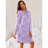 Ekouaer Women’s 3 Pack Cotton Nightgowns Long Sleeve Sleep Shirts Sleepwear(Cup moon star)