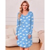 Ekouaer Women’s 3 Pack Cotton Nightgowns Long Sleeve Sleep Shirts Sleepwear(Cup moon star)