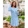 Ekouaer Women’s 3 Pack Cotton Nightgowns Long Sleeve Sleep Shirts Sleepwear(Dog cat rose Red Cup)
