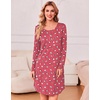 Ekouaer Women’s 3 Pack Cotton Nightgowns Long Sleeve Sleep Shirts Sleepwear(Dog cat rose Red Cup)