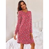 Ekouaer Women’s 3 Pack Cotton Nightgowns Long Sleeve Sleep Shirts Sleepwear(Moon cup rose Red Cup)