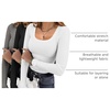 Ekouaer Womens 3 Pack Long Sleeve Shirts Square Neck Thermal Undershirts(Black/White/Light Grey)