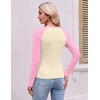 Ekouaer Womens Long Sleeve Color Block Raglan Shirts Fitted Thermal Tops(Pink Beige Combo)