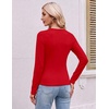 Ekouaer Womens Long Sleeve Color Block Raglan Shirts Fitted Thermal Tops(Red)