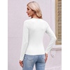 Ekouaer Womens Long Sleeve Color Block Raglan Shirts Fitted Thermal Tops(White)