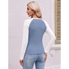 Ekouaer Womens Long Sleeve Color Block Raglan Shirts Fitted Thermal Tops(White Blue Combo)