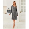 Ekouaer Womens Long Sleeve Nightgown Crewneck Sleepshirt Soft Sleep Dress(Deep Grey)