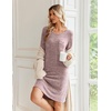 Ekouaer Womens Long Sleeve Nightgown Crewneck Sleepshirt Soft Sleep Dress(Pink)
