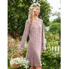 Ekouaer Womens Long Sleeve Nightgown Crewneck Sleepshirt Soft Sleep Dress(Pink)